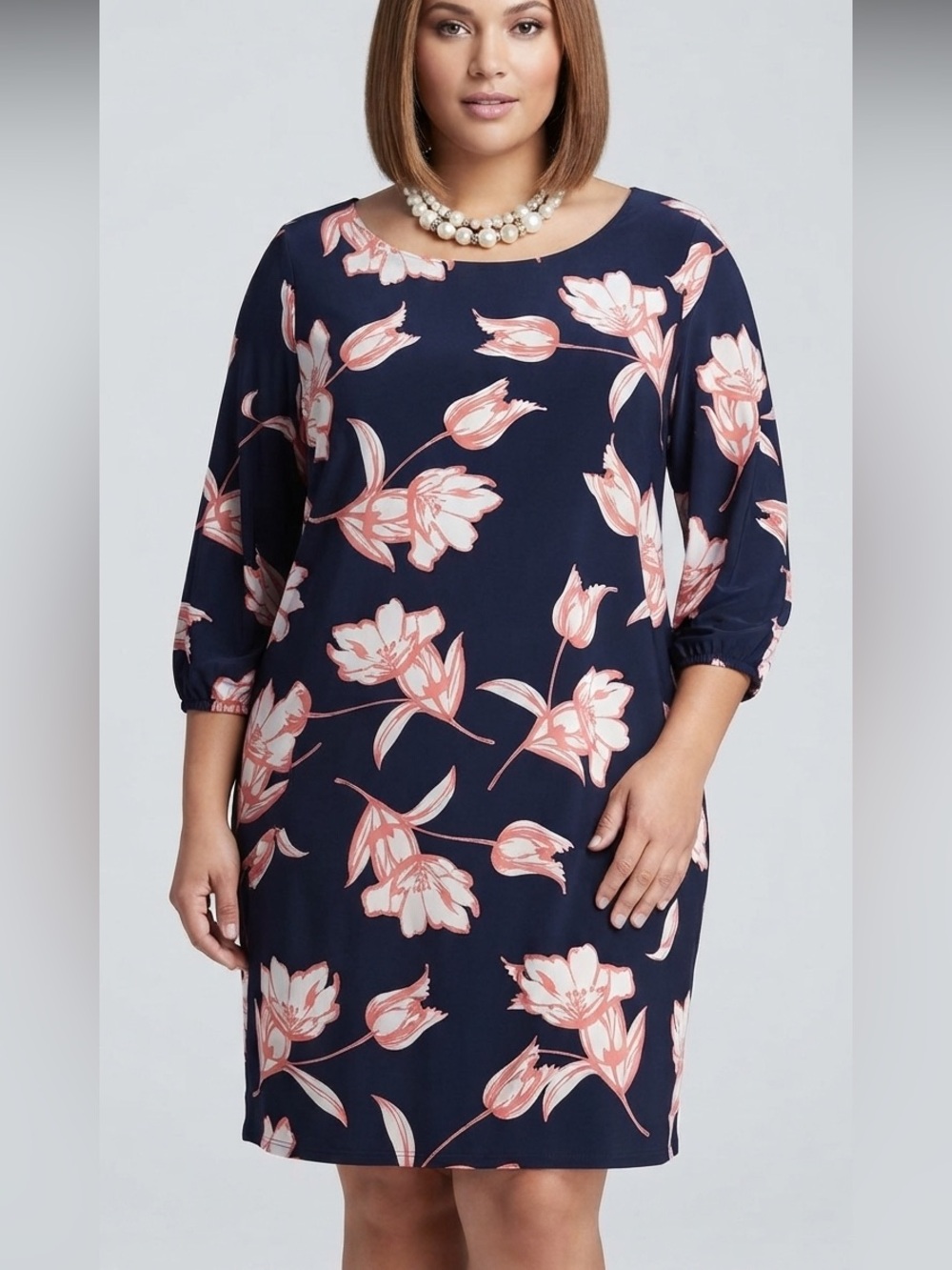 😍CLEARANCE -  OLD NAVY Navy Blue Floral Sheath Dress Exposed Zipper Plus size XL
